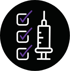 Icon of a syringe and checklist marks